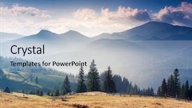  Presentation with world tourism - Audience pleasing presentation theme consisting of majestic sunset in the mountains backdrop and a light blue colored foreground