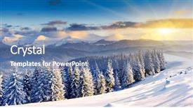  Presentation with winter - Slides having majestic sunset in the winter background and a ocean colored foreground
