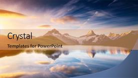  Presentation with vibration work place - Slide deck enhanced with majestic sunset mountains landscape - great view of mt schreckhorn background and a coral colored foreground