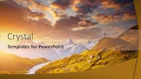  Presentation with sunset - Presentation design consisting of majestic-sunset-over-the-grindelwald background and a coral colored foreground