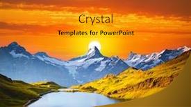 Presentation with popular - PPT theme with majestic-sunset-over-the-grindelwald background and a gold colored foreground