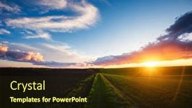  Presentation with earth land - Presentation theme featuring majestic-sunset-with-cloudy-sky background and a  colored foreground