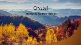  Presentation with pine trees sun shining through - PPT theme featuring majestic trees with sunny beams background and a light blue colored foreground