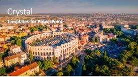  Presentation with world heritage - Cool new presentation theme with majestic-view-at-famous-european backdrop and a coral colored foreground