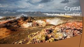  Presentation with geothermal - Cool new PPT theme with majestic-view-of-the-geothermal backdrop and a seafoam green colored foreground