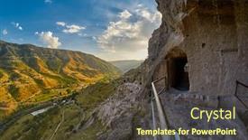  Presentation with aerial view of cape town - Presentation theme with history warm light stone - majestic view of vardzia mountain background and a tawny brown colored foreground
