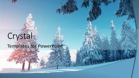  Presentation with winter wonderland - PPT theme consisting of majestic winter landscape glowing background and a light blue colored foreground