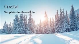  Presentation with winter scene - Presentation design featuring majestic winter landscape glowing background and a light blue colored foreground