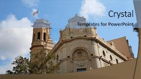  Presentation with square - Slides having major plaza square in borriana background and a light blue colored foreground