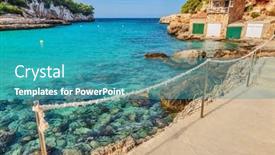  Presentation with beach - Colorful slide set enhanced with majorca-cala-llombards-santanyi-beach backdrop and a teal colored foreground