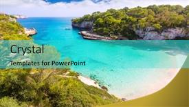  Presentation with island - Beautiful presentation design featuring calas - majorca cala llombards santanyi beach backdrop and a cyan colored foreground