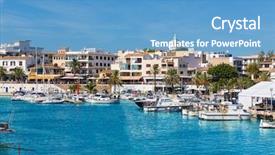  Presentation with marina - Audience pleasing slide set consisting of majorca cala ratjada rajada marina port boats in capdepera mallorca backdrop and a teal colored foreground