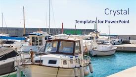  Presentation with boats - Amazing presentation design having majorca cala ratjada rajada marina port boats in capdepera mallorca backdrop and a sky blue colored foreground