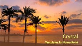  Presentation with sunset beach - Slide set enhanced with majorca el arenal sarenal beach sunset near palma de mallorca in balearic islands spain background and a tawny brown colored foreground