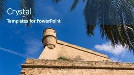  Presentation with facade - Amazing slide set having majorca es baluard facade in palma de mallorca balearic islands of spain backdrop and a ocean colored foreground
