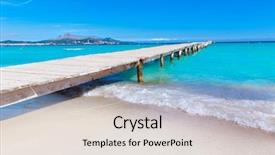  Presentation with spain - Slide deck enhanced with majorca platja de muro beach pier in alcudia bay in mallorca balearic islands of spain background and a lemonade colored foreground