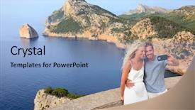  Presentation with taking flight - Theme enhanced with majorca vacation holiday travel background and a light blue colored foreground