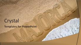  Presentation with beach - PPT layouts consisting of majorca-written-on-the-beach and a coral colored foreground