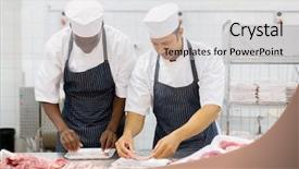  Presentation with meat - Amazing slides having majordome - butchers packing meat pieces backdrop and a light gray colored foreground