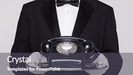  Presentation with old telephone - Slide deck featuring majordome - butler holding a silver tray background and a  colored foreground