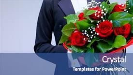  Presentation with prehistoric man - Beautiful presentation theme featuring majordome - man in a tuxedo backdrop and a  colored foreground