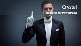  Presentation with waiter - Audience pleasing presentation consisting of majordome - waiter in a tuxedo backdrop and a  colored foreground