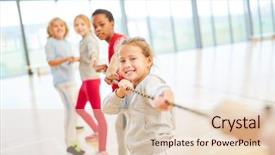  Presentation with physical education - Presentation theme with make a tug-of-war background and a lemonade colored foreground