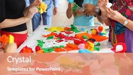  Presentation with tissue paper - PPT theme with hands of people standing near background and a coral colored foreground