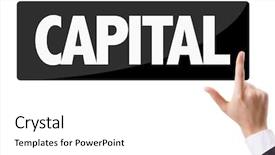  Presentation with share capital - Slide deck featuring make budget - businessman pressing button background and a  colored foreground