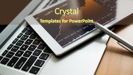  Presentation with tablet - Presentation design enhanced with make budget - tablet with stock exchage graph background and a tawny brown colored foreground