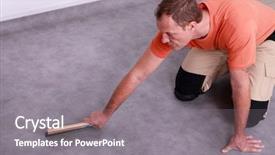  Presentation with floor inspection - Audience pleasing slide deck consisting of make concrete construction - man renovating the floor backdrop and a gray colored foreground