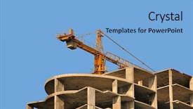  Presentation with crane - Slide deck with make concrete construction - modern monolithic housebuilding and crane background and a light blue colored foreground