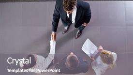  Presentation with shaking hands - PPT theme consisting of make deal and sign contract background and a gray colored foreground