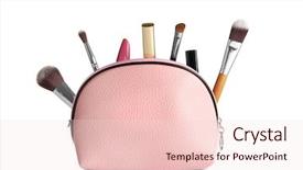  Presentation with cosmetic - Cool new PPT layouts with make difference - cosmetic bag with cosmetic products backdrop and a lemonade colored foreground