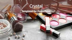  Presentation with cosmetic - Beautiful slide set featuring make difference - decorative cosmetic set on grey backdrop and a tawny brown colored foreground