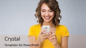  Presentation with talk - Beautiful slide deck featuring make faces over grey backdrop and a yellow colored foreground