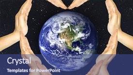  Presentation with hands heart - Slides featuring make heart shape and earth background and a ocean colored foreground