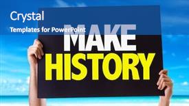  Presentation with history of education - Presentation theme with make history card with beach background and a ocean colored foreground