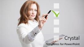  Presentation with box - Slides consisting of make list - young business woman checking background and a light gray colored foreground