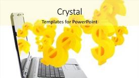  Presentation with money online - PPT layouts having make money - online business laptop with dollar background and a  colored foreground