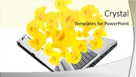  Presentation with money online - PPT theme having make money - online business laptop with dollar background and a  colored foreground