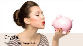  Presentation with piggy bank is evil - Audience pleasing PPT layouts consisting of make money - pin-up girl kissing piggy-bank backdrop and a coral colored foreground