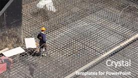  Presentation with foundation engineering - Cool new presentation theme with make reinforcement for concrete foundation backdrop and a gray colored foreground