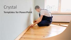  Presentation with room - Colorful slide set enhanced with make-repairs-installing-a-new backdrop and a  colored foreground