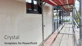  Presentation with construction - Slide set featuring make-scaffolding-on-the-house background and a light gray colored foreground