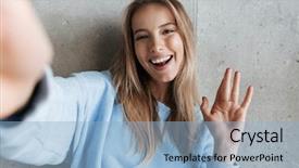  Presentation with selfie - Audience pleasing PPT theme consisting of make selfie by camera waving backdrop and a light blue colored foreground