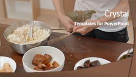  Presentation with dumpling - Presentation theme featuring make steamed sticky rice dumpling background and a coral colored foreground