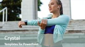  Presentation with listening woman - Presentation enhanced with make stretching exercises listening music background and a  colored foreground