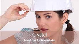  Presentation with sexy - Slide set featuring make suggestions - sexy woman wearing a helmet background and a coral colored foreground