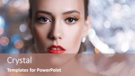  Presentation with golden woman - Slides having make-up-and-cosmetics-close background and a coral colored foreground